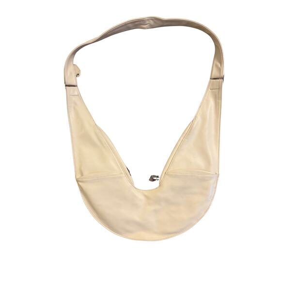 Sash Crossbody Sling Bag Cream Faux Leather | Travel Bag | Hidden Pockets - Picture 4 of 9